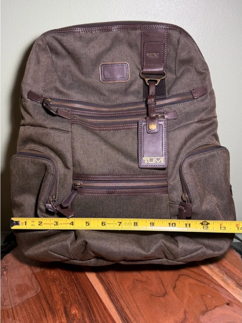 TUMI Alpha Bravo Knox BackPack Brown Ballistic Nilon Leather Trim Laptop Bag